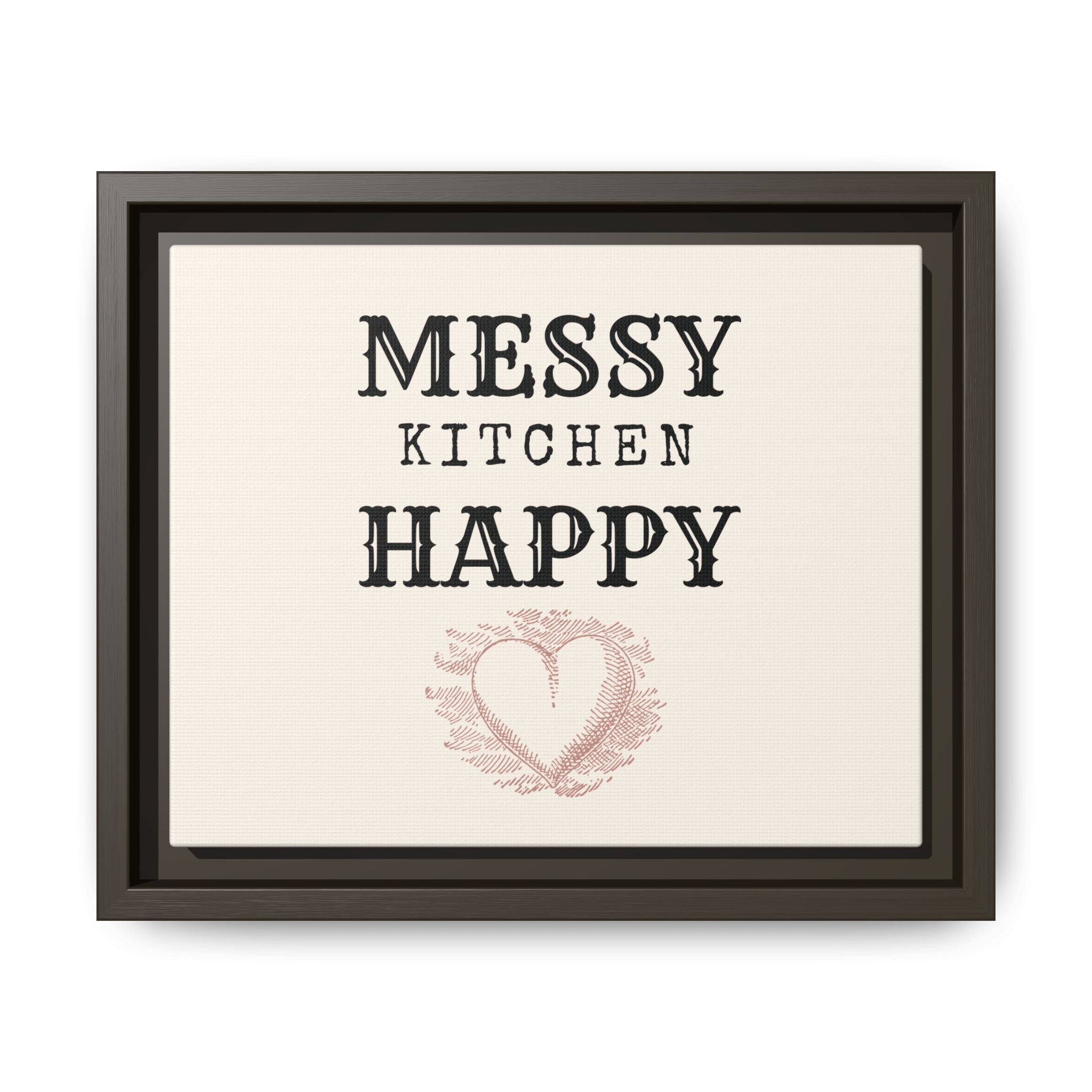 Messy Kitchen Happy Heart Matte Canvas, Framed (Multi-color)