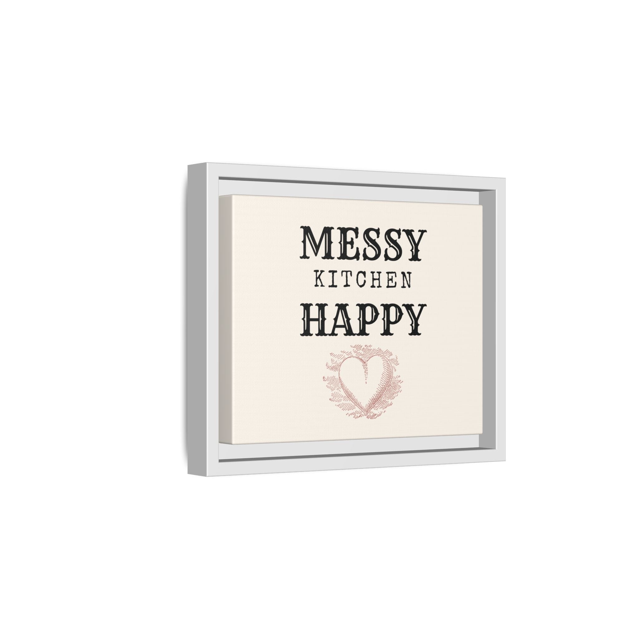 Messy Kitchen Happy Heart Matte Canvas, Framed (Multi-color)
