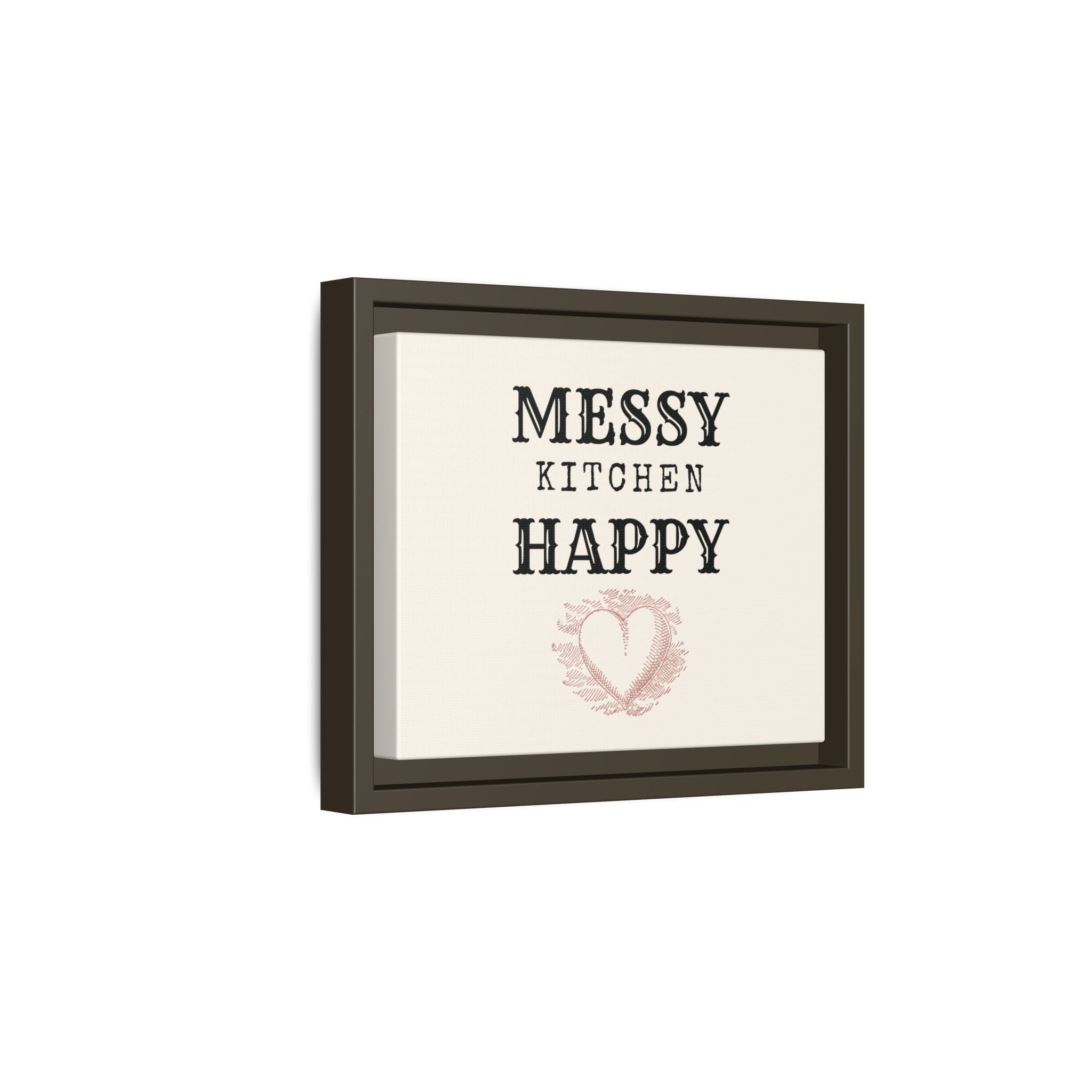 Messy Kitchen Happy Heart Matte Canvas, Framed (Multi-color)