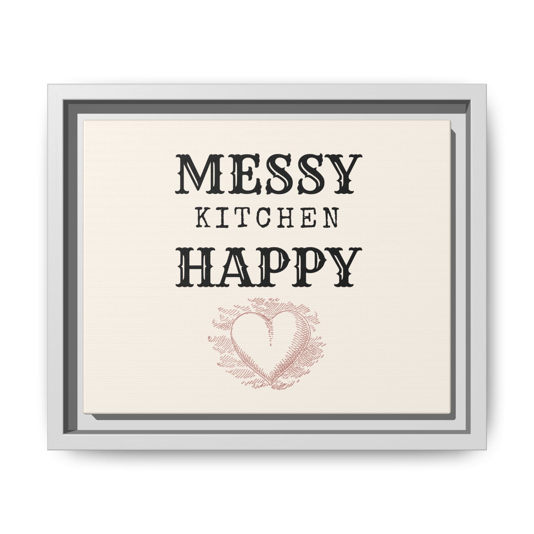 Messy Kitchen Happy Heart Matte Canvas, Framed (Multi-color)